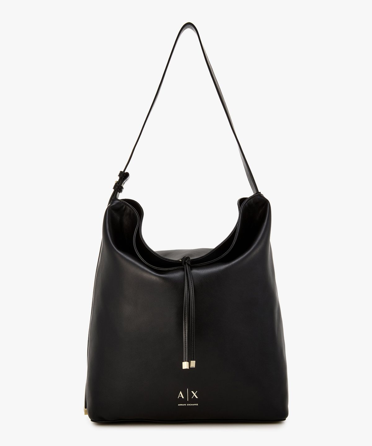 아르마니 익스체인지(ARMANI EXCHANGE) 여성 신세틱 레더 플랩 호보백 _블랙_A426370501