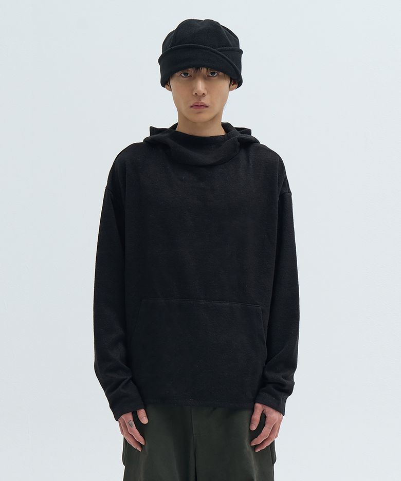 Wool Boucle Hoodie Black