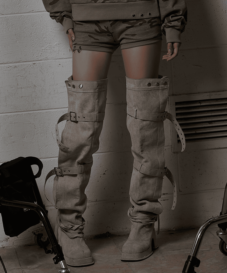 BUCKLE THIGH HIGH BOOTS [HIGH]