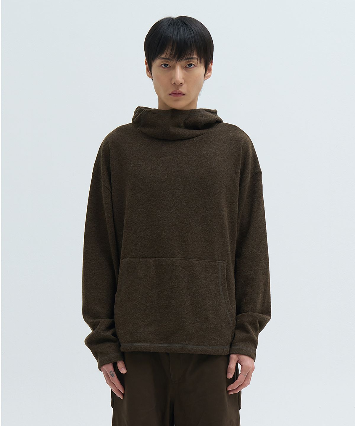 카사카사(KASAKASA) Wool Boucle Hoodie Brown