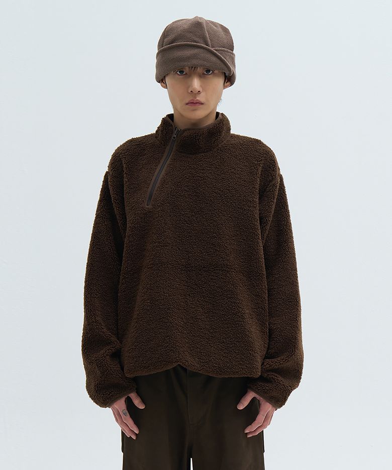 Fleece Zip Pullover Brown