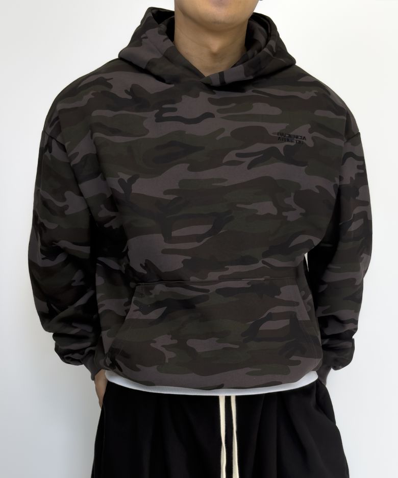 카모 밀리터리 오버핏 후드 기모 DARK MILITARY