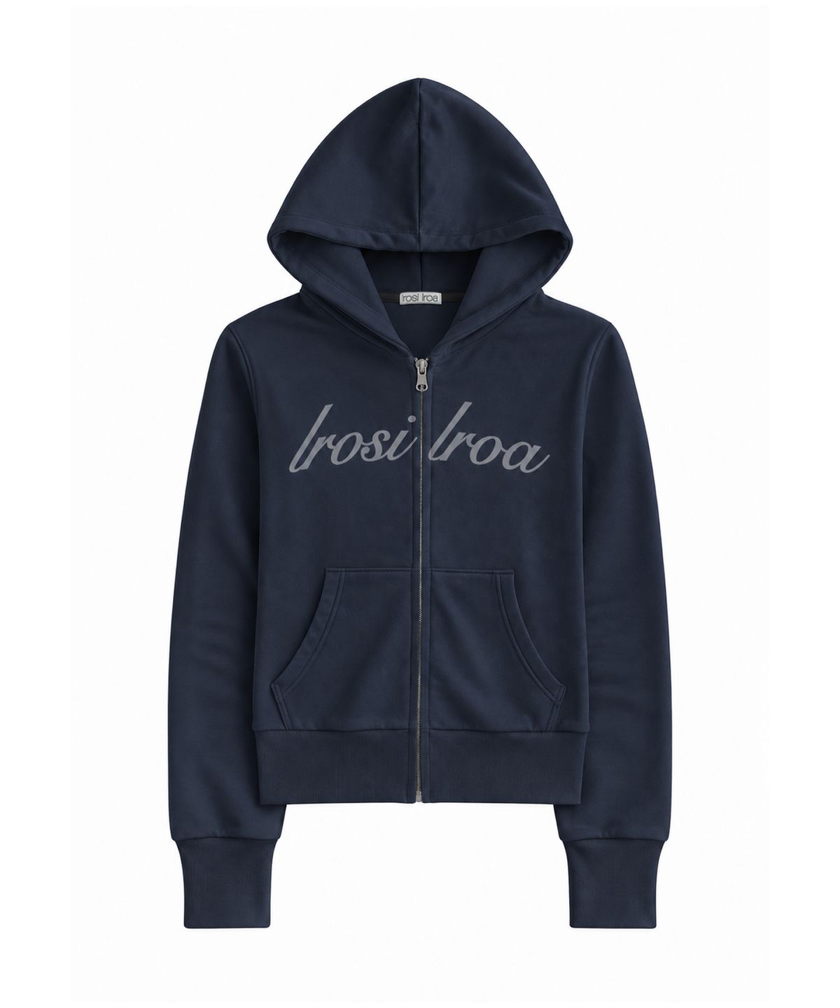 이로시 이로아(IROSI IROA) IR Lettering Slim Hoodie Zip-up (Navy)