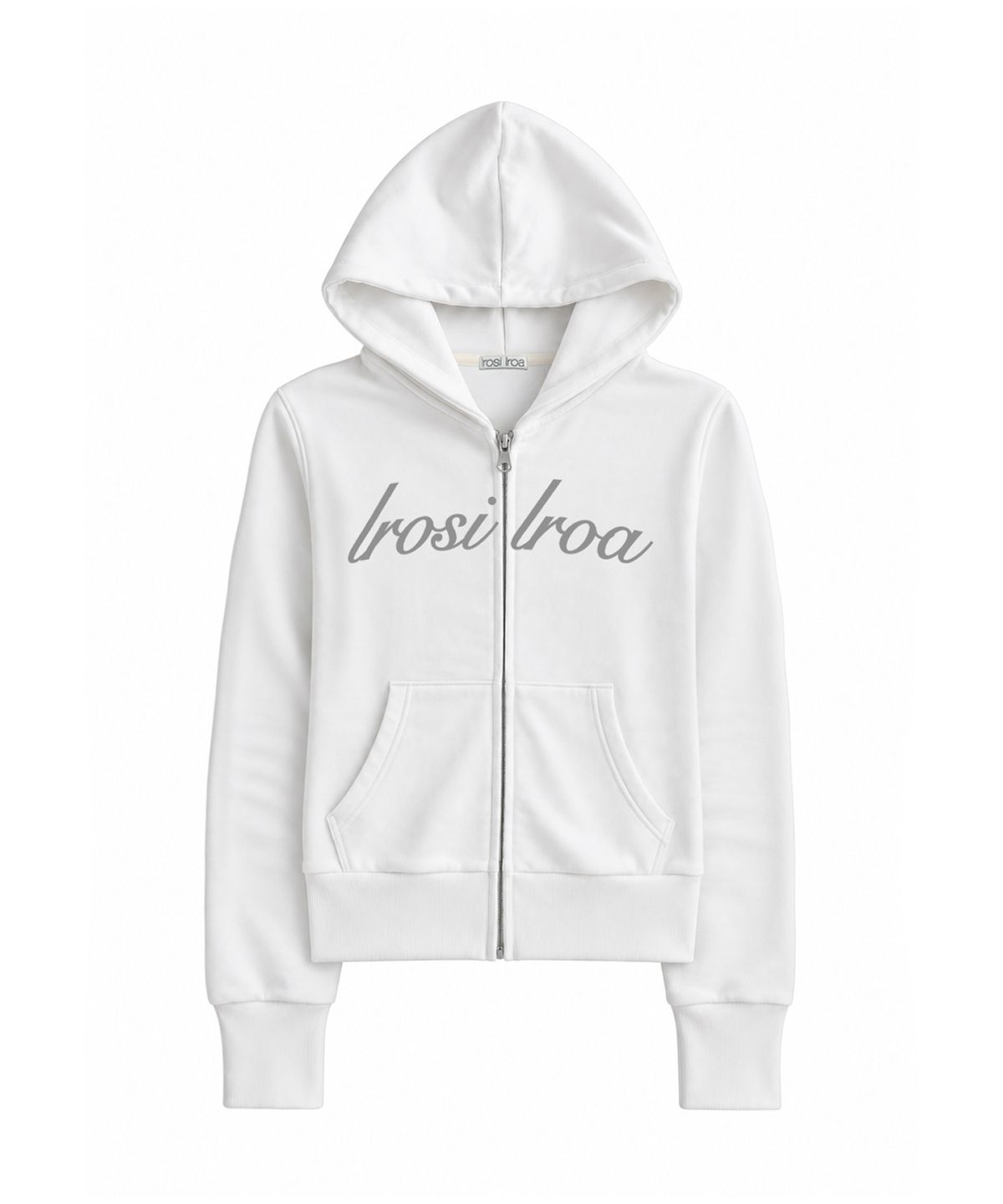 이로시 이로아(IROSI IROA) IR Lettering Slim Hoodie Zip-up (White)