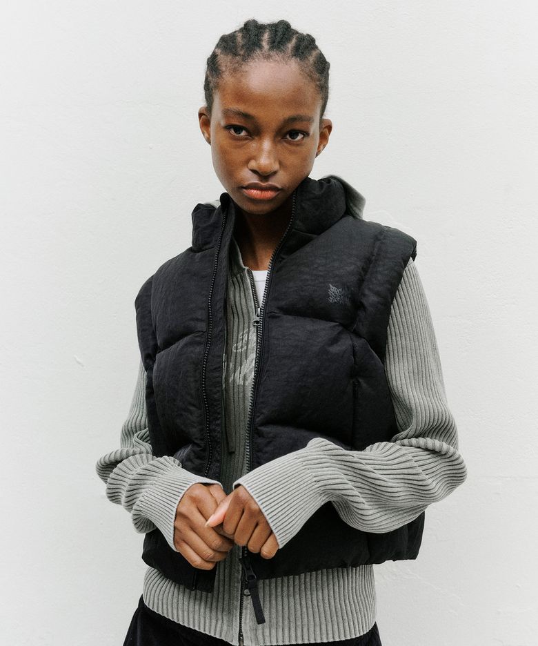 W GLOSSY CROP DOWN VEST