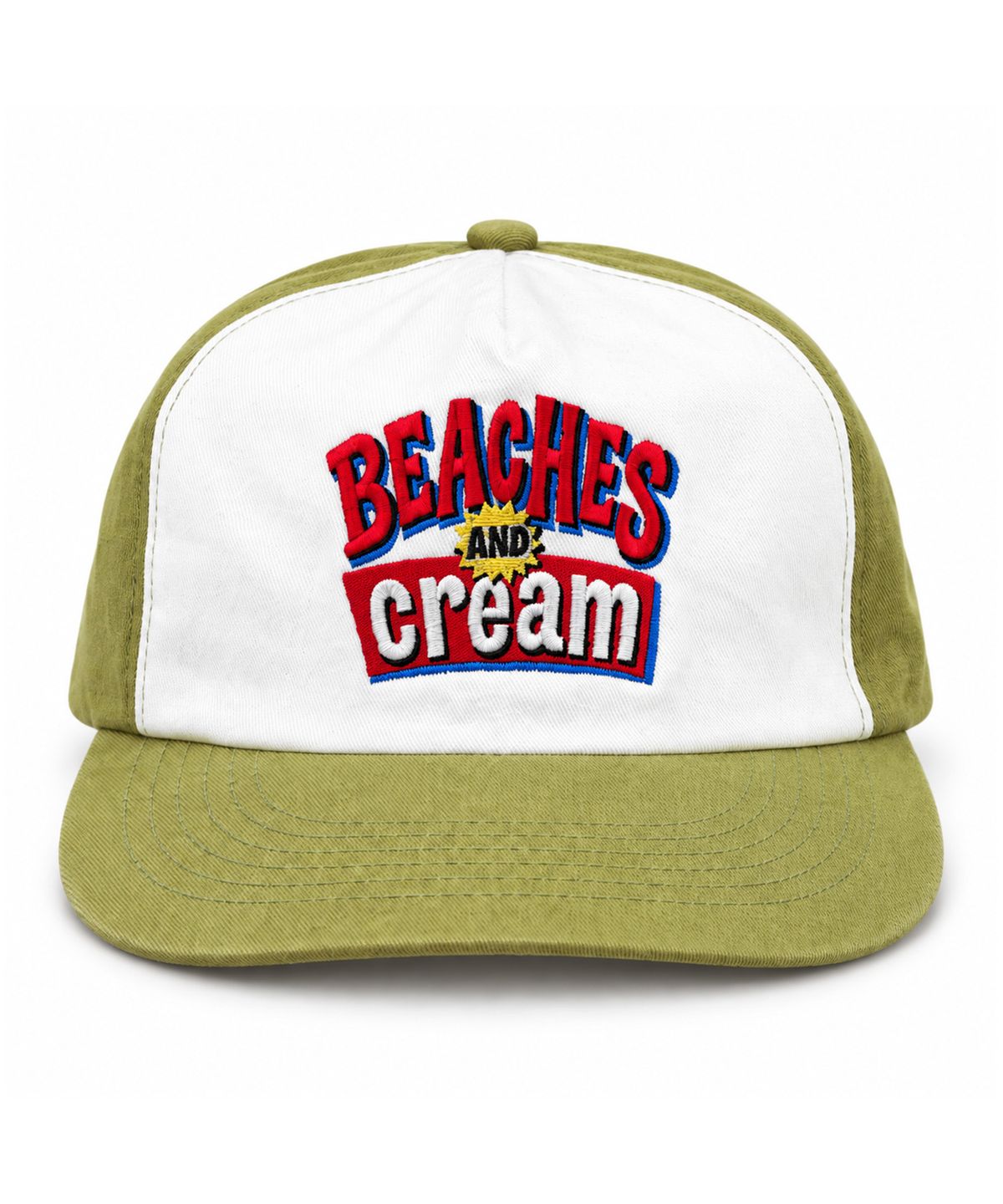 비치스앤크림(BEACHESANDCREAM) Retro Pop 5-Panel Two-tone Ball cap-green