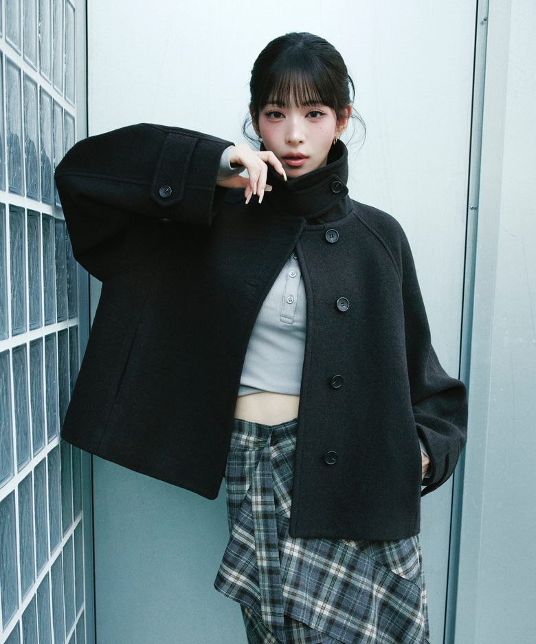 울블렌디드 반더블 스탠카라 숏코트_MIWJHGV32B