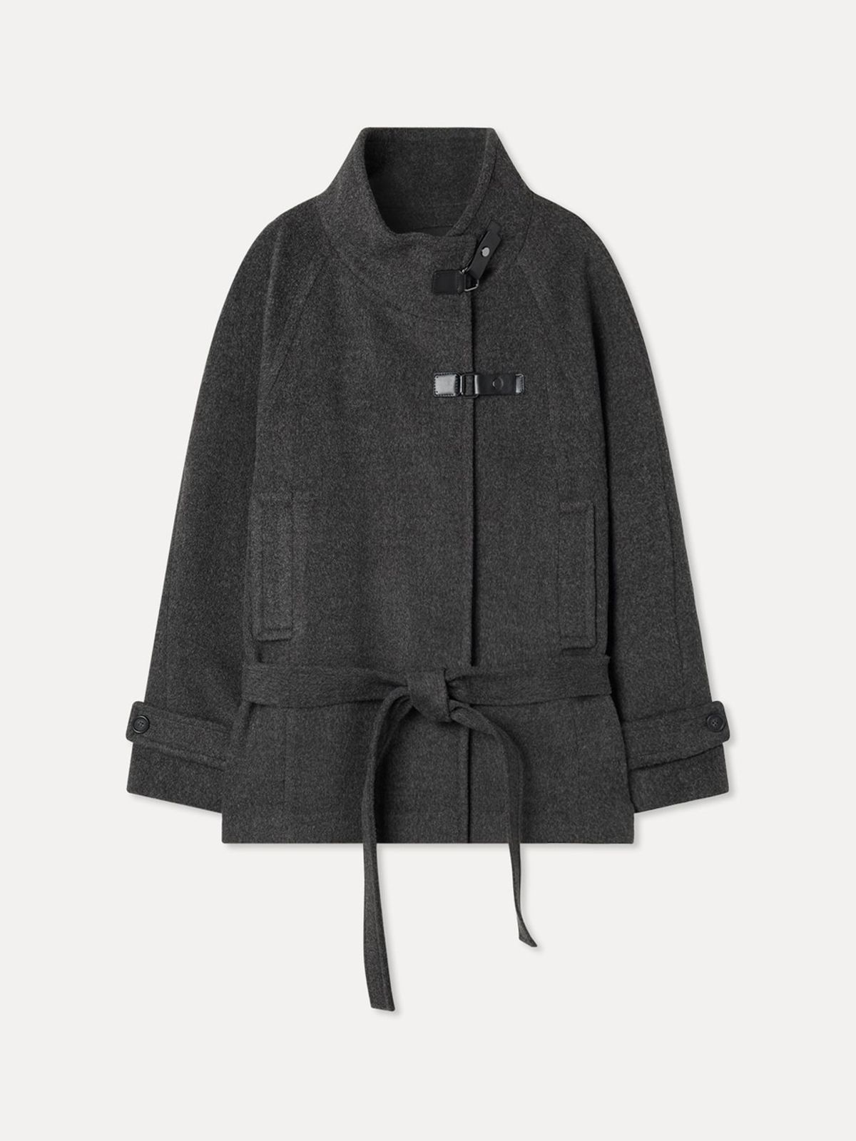 미쏘(MIXXO) 버클 변형 하이넥 숏코트_MIWJHGV42B
