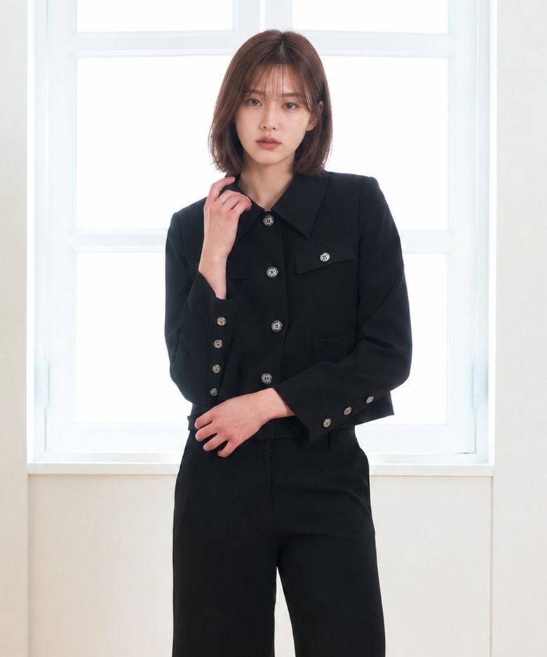 블랙 싱글 봄 가을 숏 자켓