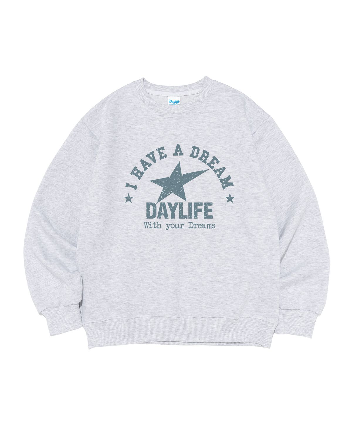 데이라이프(DAYLIFE) [라이트코튼] 드림 스타 그래픽 맨투맨 (라이트그레이)
