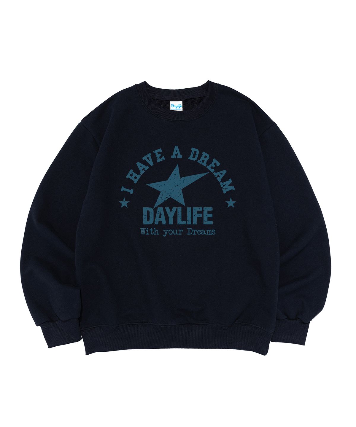데이라이프(DAYLIFE) [라이트코튼] 드림 스타 그래픽 맨투맨 (네이비)