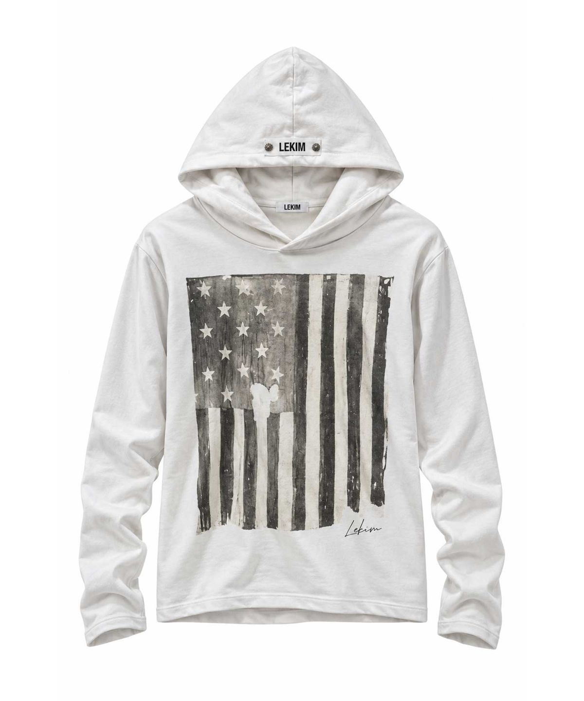 레킴(LEKIM) VINTAGE FLAG HOODIE (화이트)