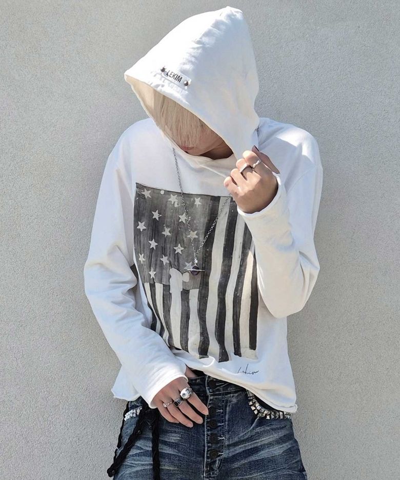 VINTAGE FLAG HOODIE (화이트)