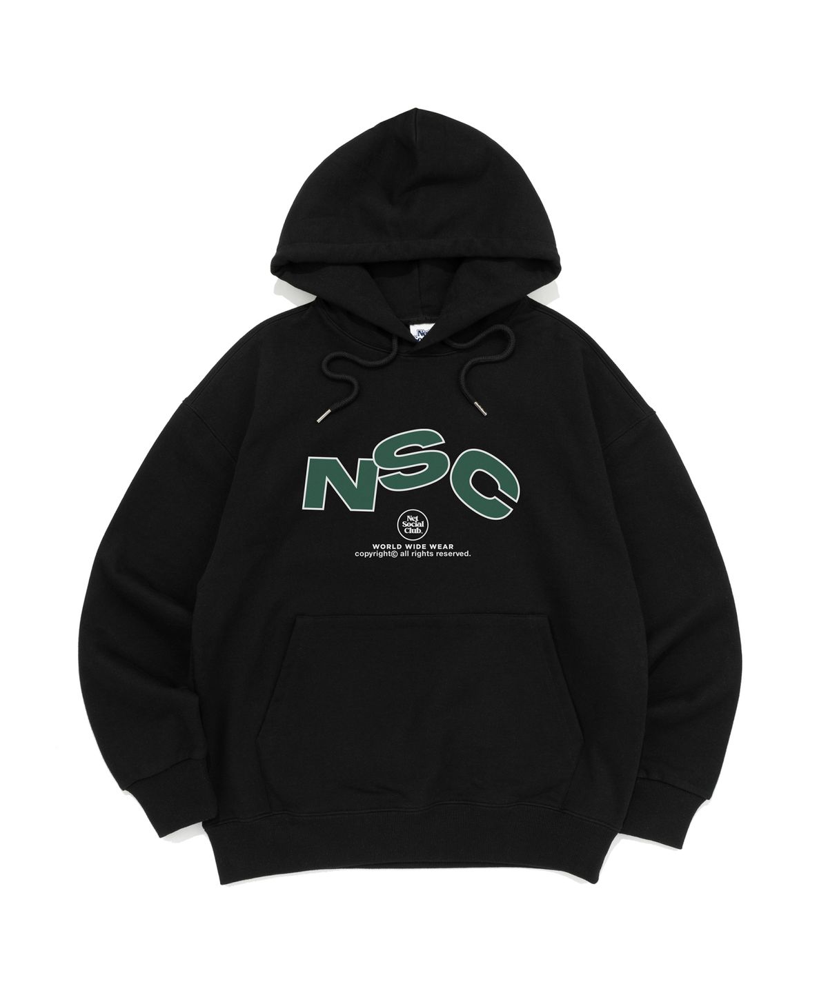 넷소셜클럽(NET SOCIAL CLUB) NSC 로고 그래픽 후드 티셔츠 (블랙)