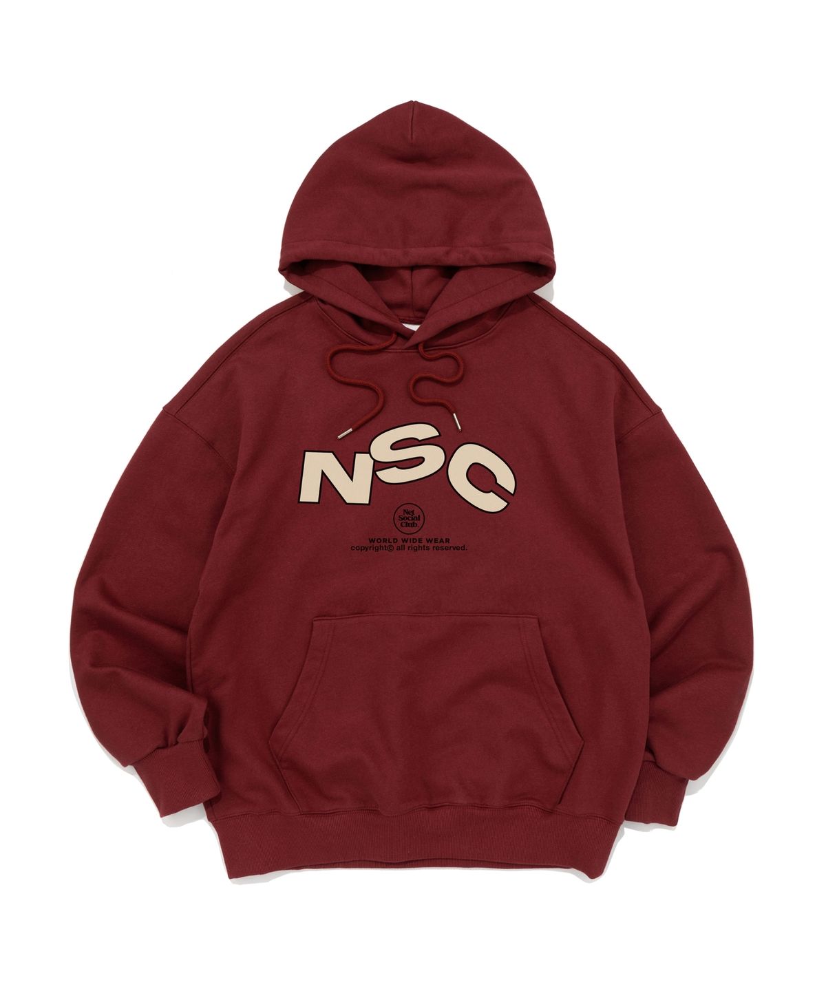 넷소셜클럽(NET SOCIAL CLUB) NSC 로고 그래픽 후드 티셔츠 (버건디)