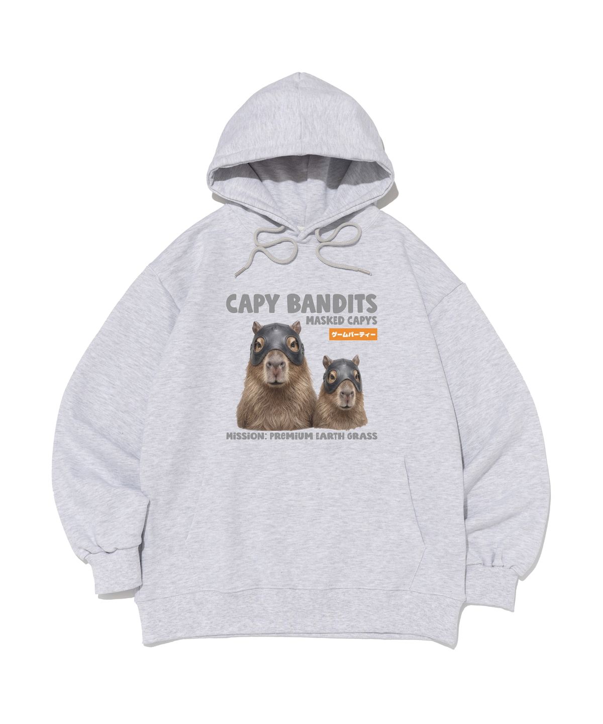 오언더알(OUNDERR) [기모선택] CAPY BANDITS 듀오  후드 티셔츠 (라이트그레이)​
