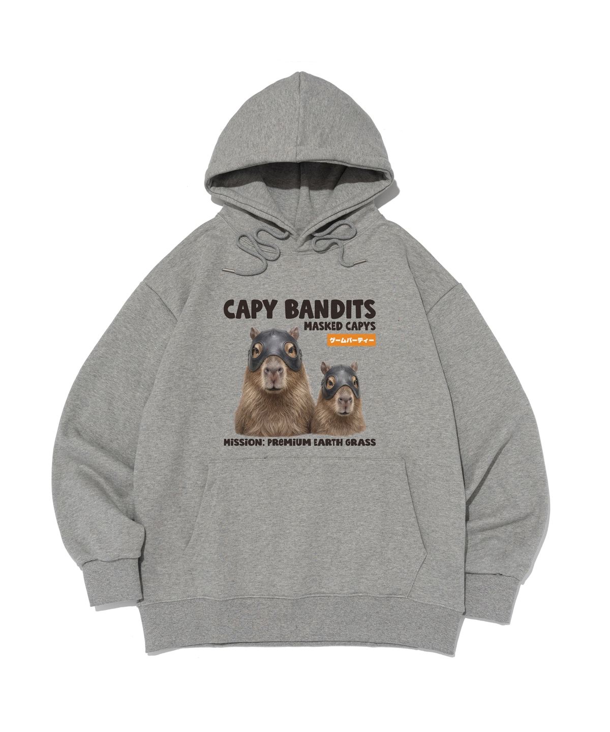 오언더알(OUNDERR) [기모선택] CAPY BANDITS 듀오  후드 티셔츠 (그레이)​