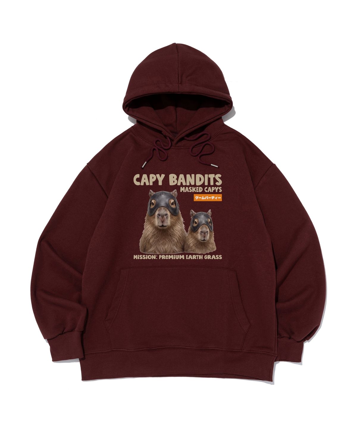오언더알(OUNDERR) [기모선택] CAPY BANDITS 듀오  후드 티셔츠 (와인)​
