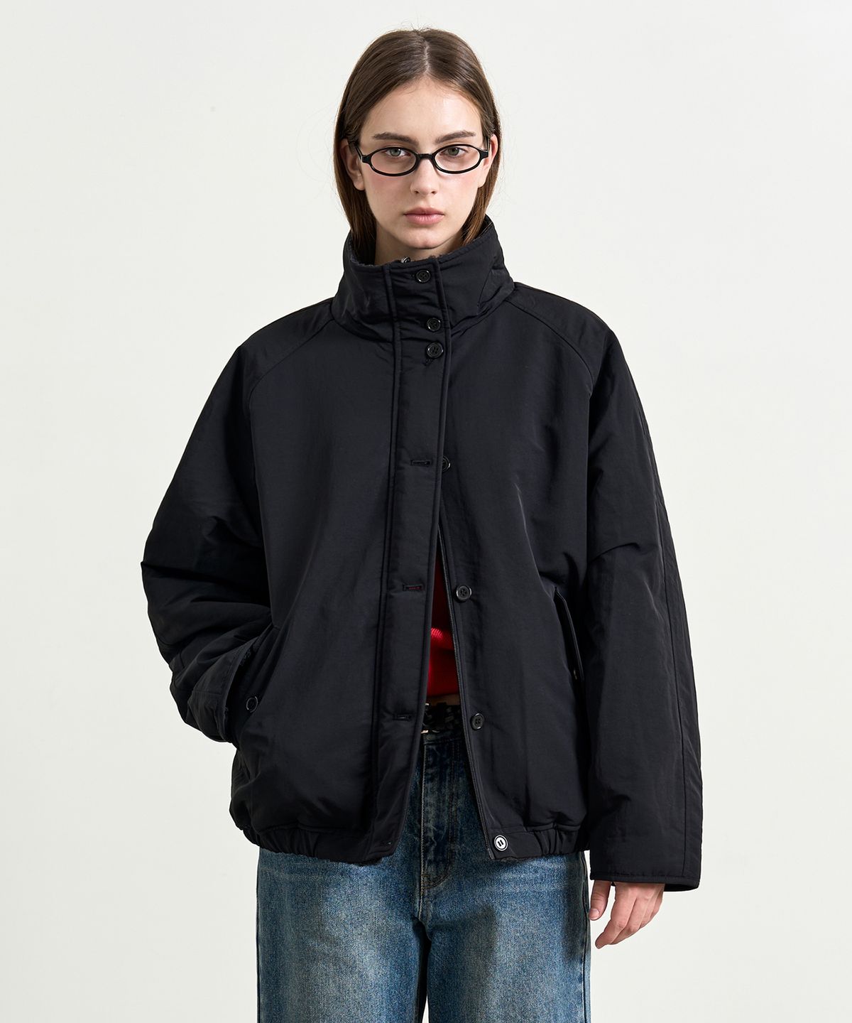 커스텀어클락 우먼(COSTUMEOCLOCK WOMAN) 리버시블 하이넥 플리스 점퍼 블랙 COWJP004BLACK