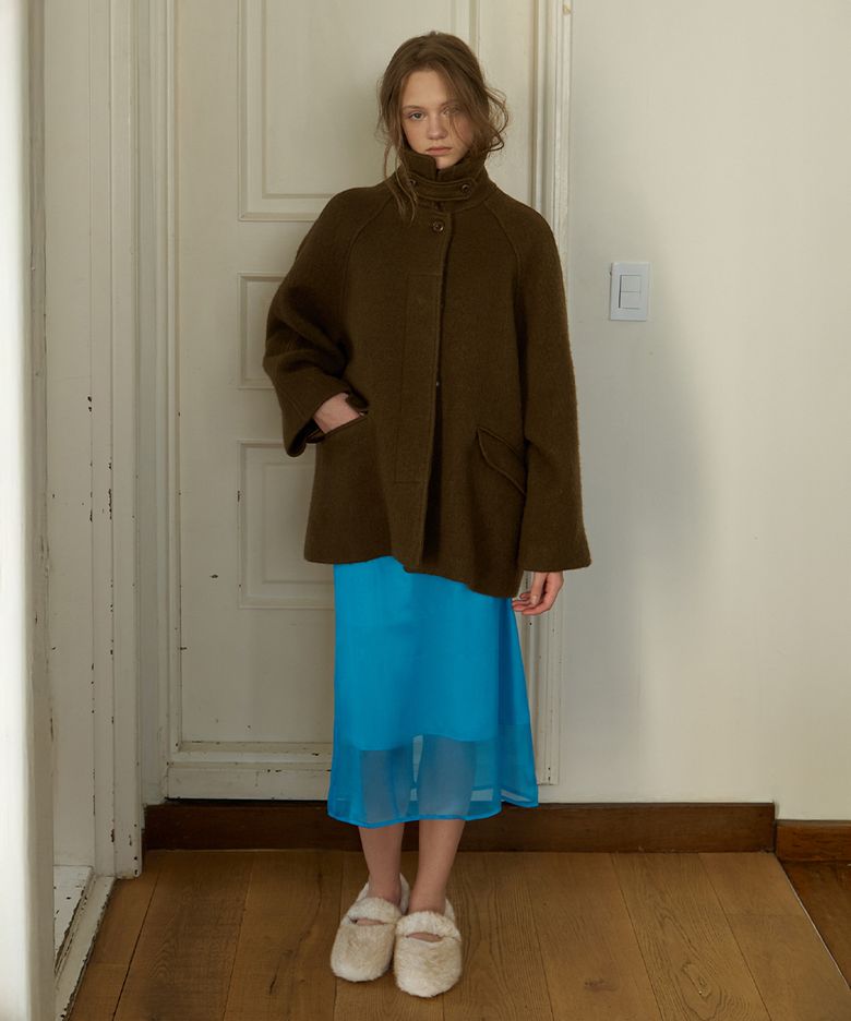 에즈온 시어 레이어드 스커트_Ezon Skirt_Aquablue