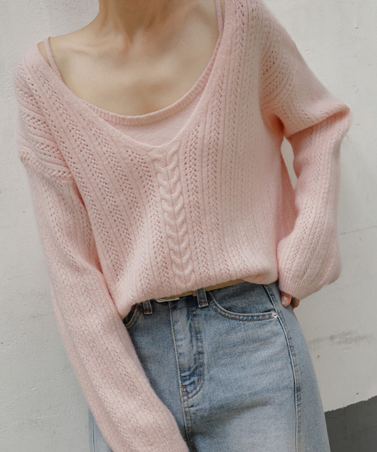 프렌치시크(FRENCHCHIC) 코베 나시SET 딥 브이넥 스카시 니트 _F6F591KN