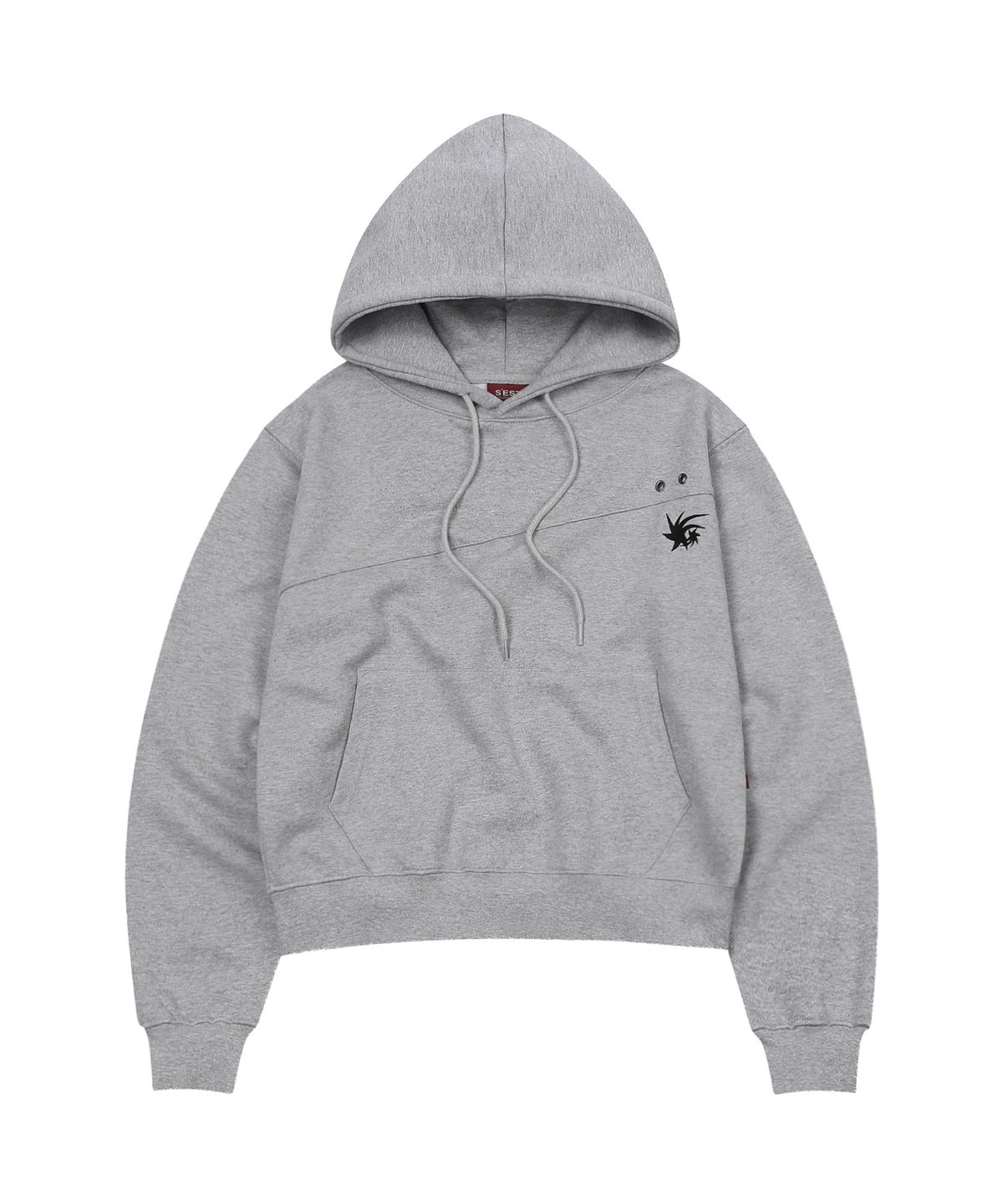 에스이에스티(S'EST) Crop Eyelet Cut-Out Hoodie Gray