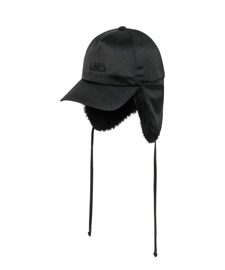 FUR EARFLAP CAP black