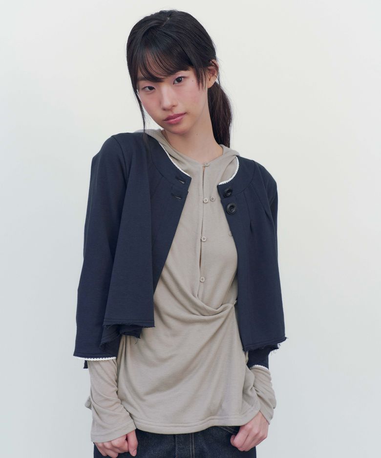 FLARE JERSEY CARDIGAN (NAVY)