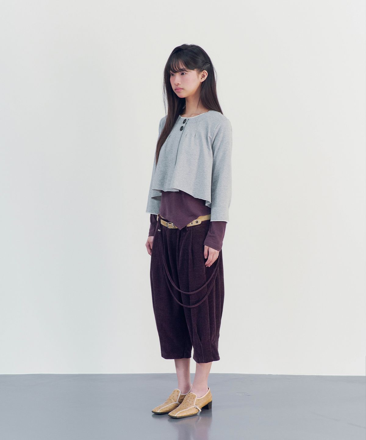 온스카(ONSKA) BELT STRING HAREM PANTS (PURPLE)