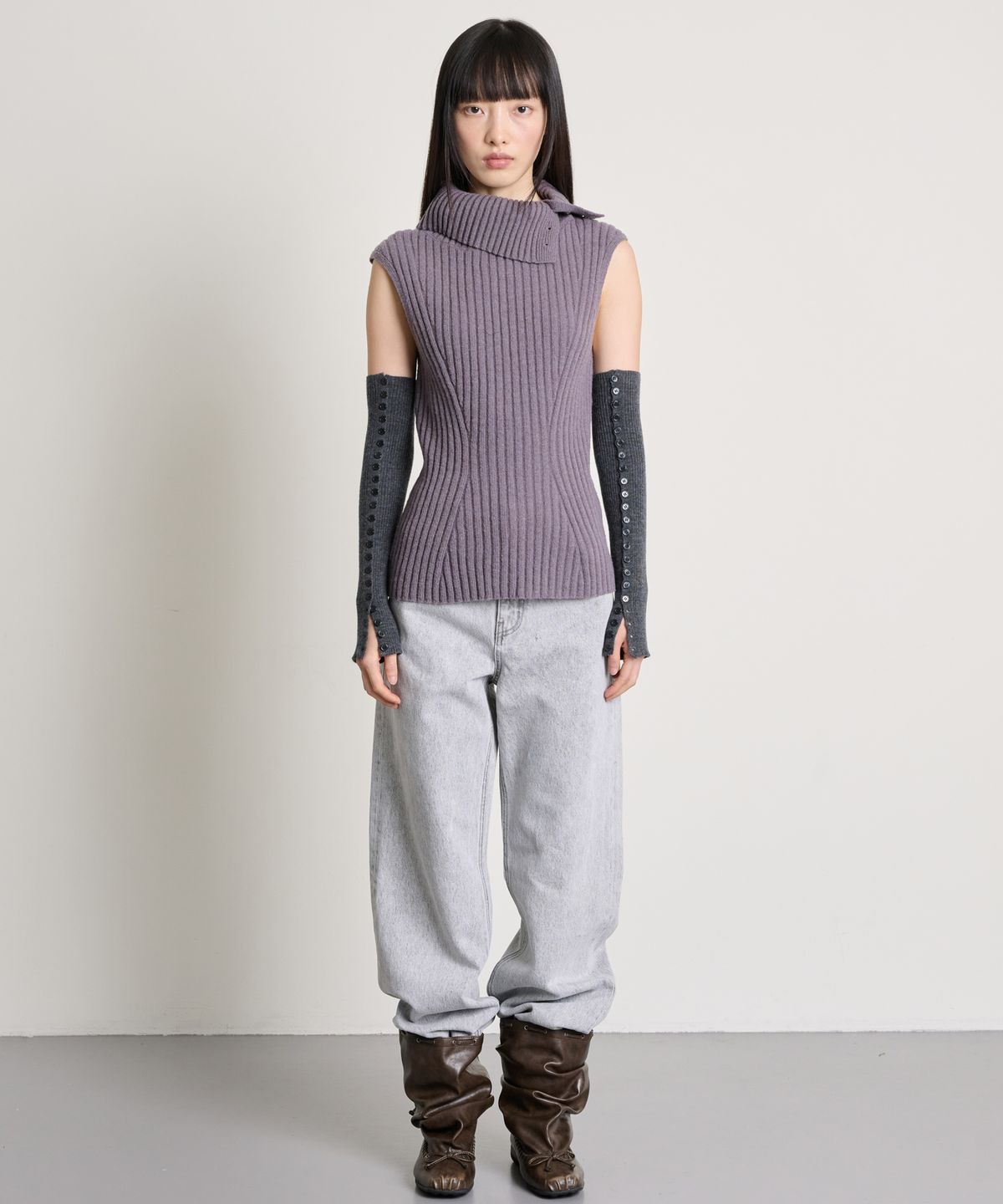더애틋(THE AÉTUT) Ribbed Turtleneck Vest_Ash Purple