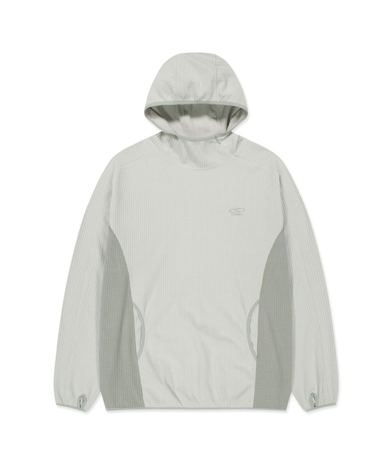 GRID FLEECE PULLOVER HOODIE light gray