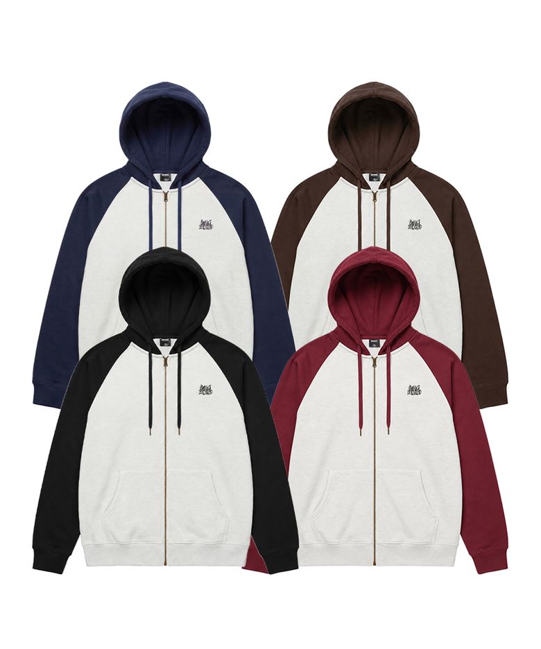 [2PACK] 와일드로고 나그랑 기모 후드 집업 _4color