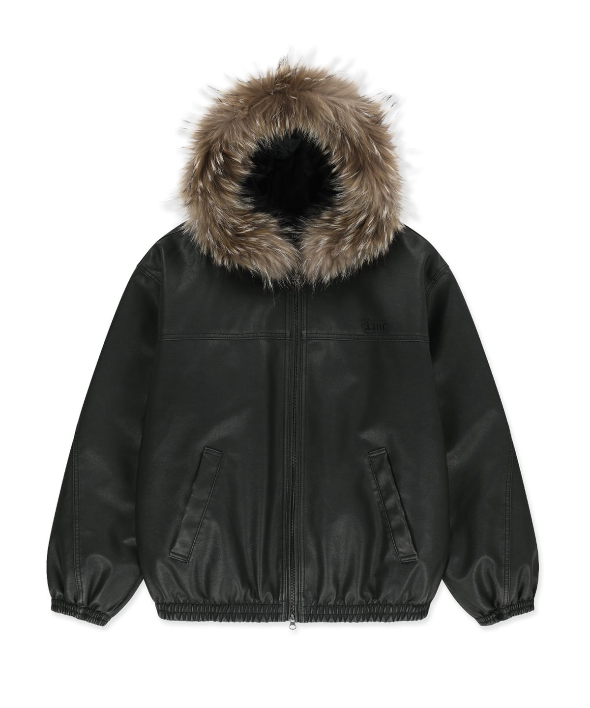 엘엠씨(LMC) FAUX LEATHER HOODED JACKET black