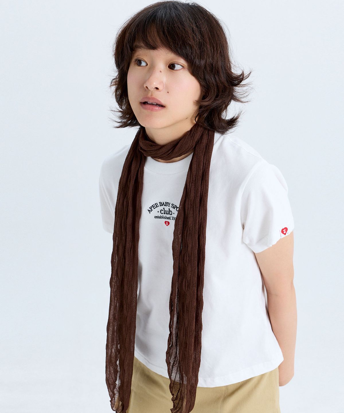 마크니(MACNI) SOFTY CREAM SALLANG SCARF BROWN