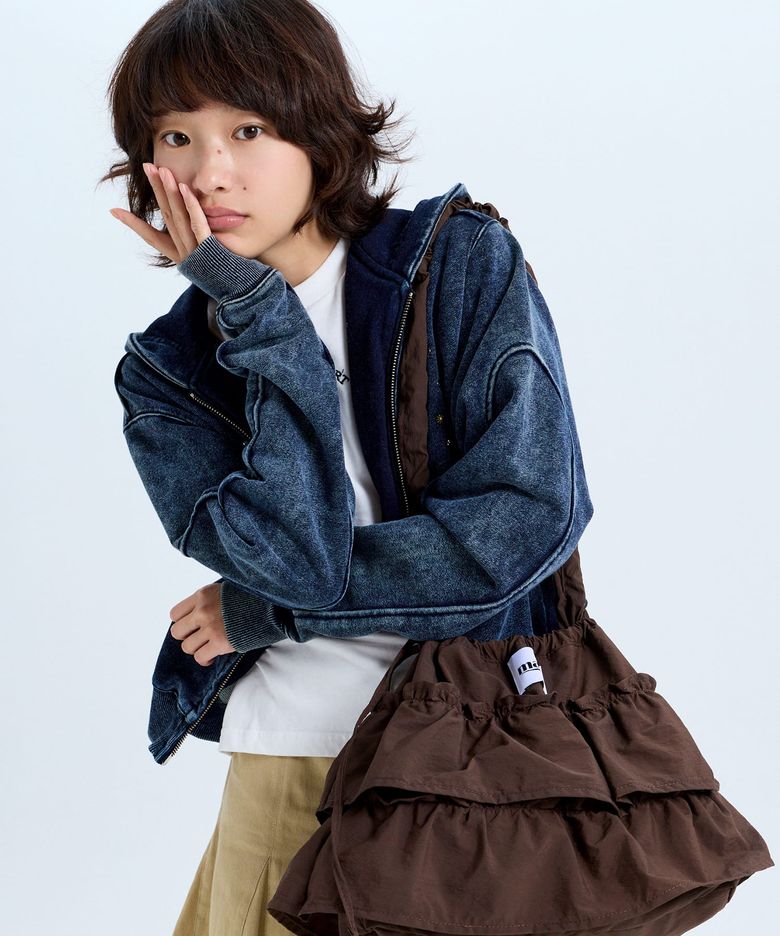 CANCAN FRILL SHOULDER CROSS BAG BROWN