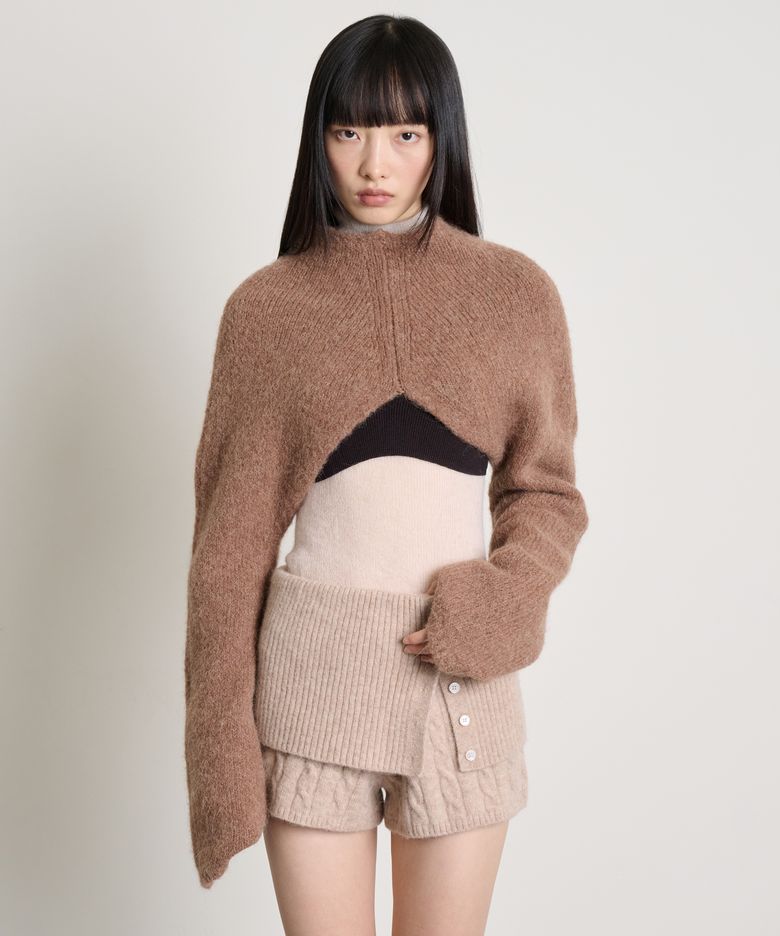 Alpaca Wool Cable Shorts_Beige