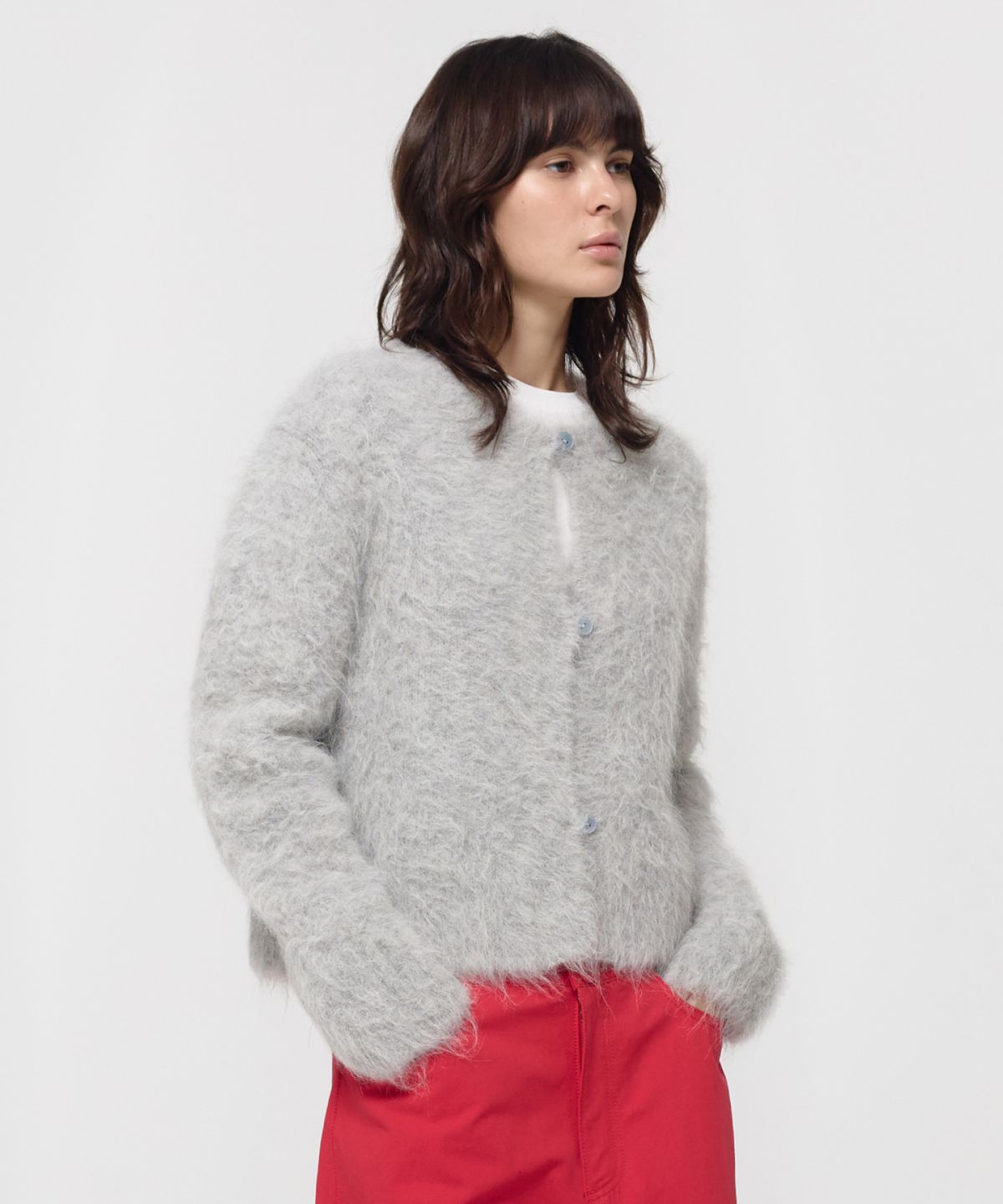 지비에이치 어패럴(GBH APPAREL) SURI ALPACA BRUSHED CARDIGAN / GREY