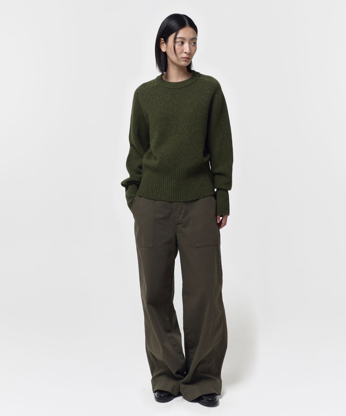 지비에이치 어패럴(GBH APPAREL) WOOL CREW NECK KNIT / KHAKI