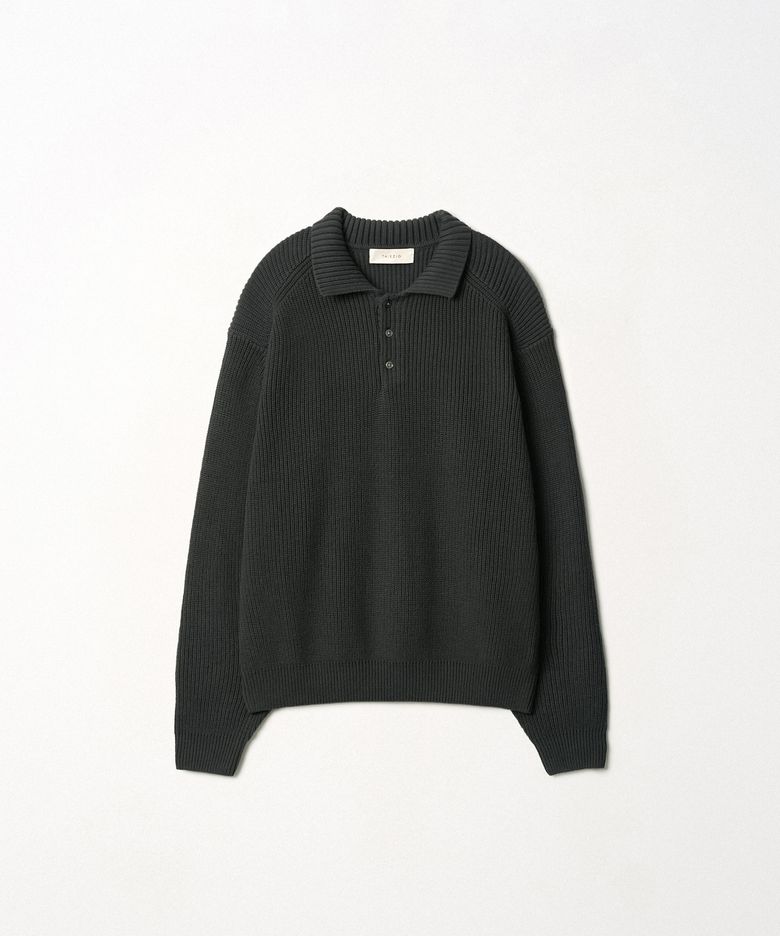 Ridge Collar Knit_Navy