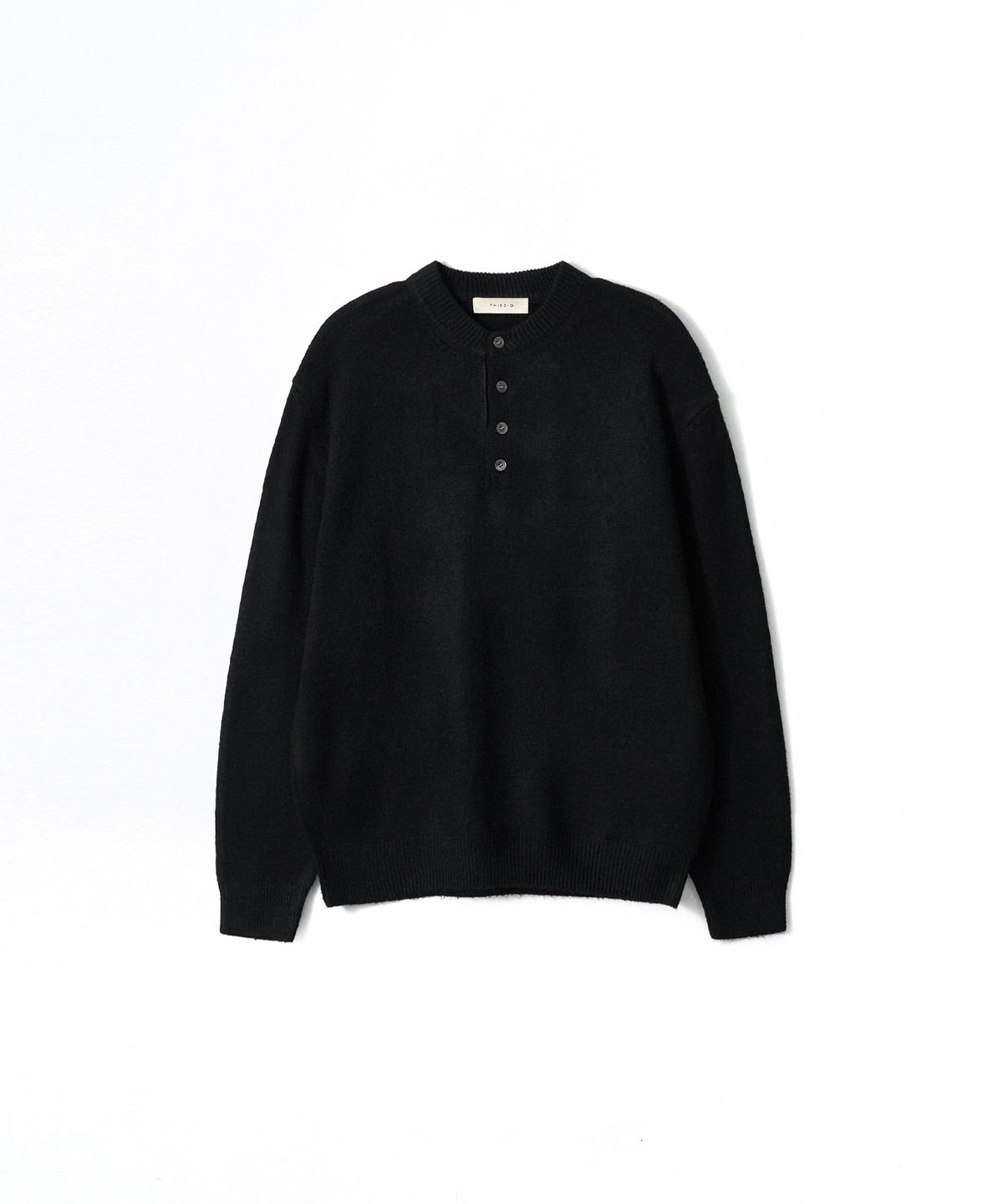 이지오(EZIO) Henley Wool Blend Knit_Black