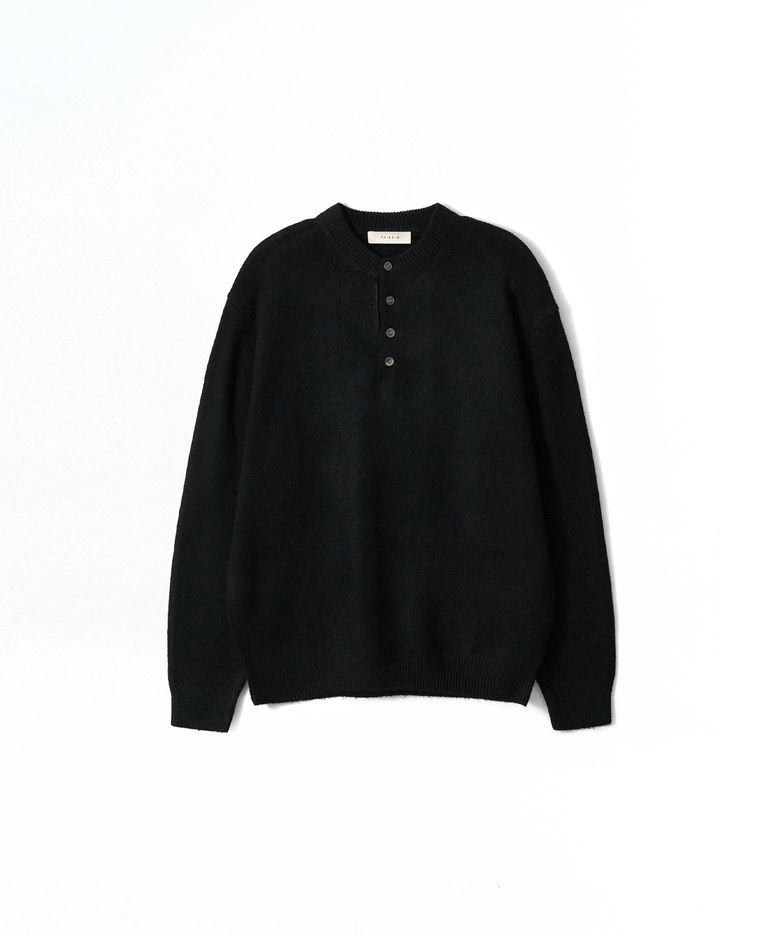 Henley Wool Blend Knit_Black