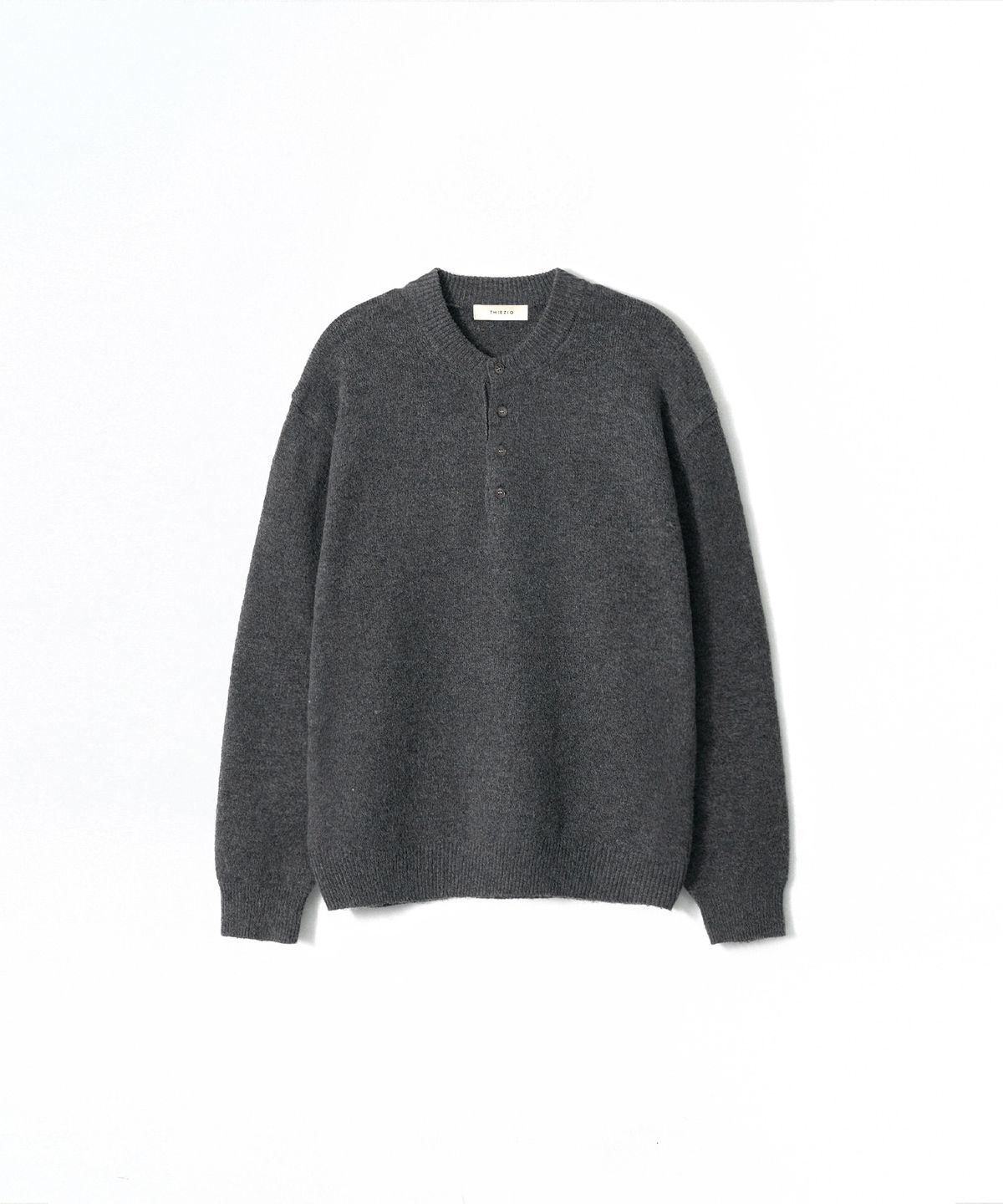 이지오(EZIO) Henley Wool Blend Knit_Charcoal
