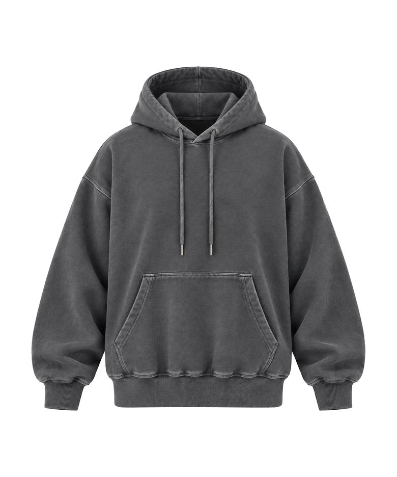 무지 헤비코튼 오버핏 피그먼트 후드티 [PIGMENT CHARCOAL]