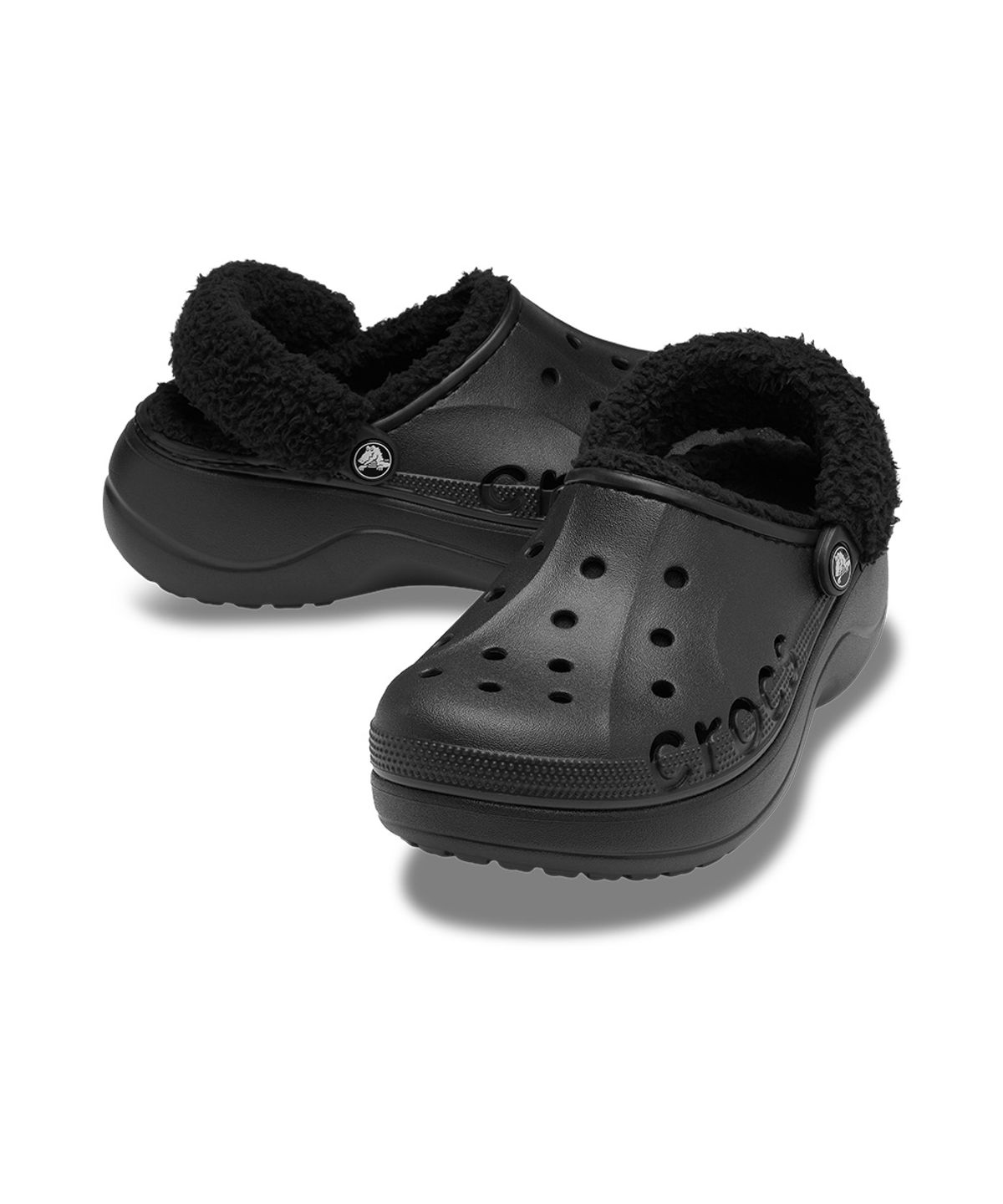 크록스(CROCS) 여성 바야 플랫폼 라인드 퍼즈 스트랩 클로그 BK (26FWCL214911)