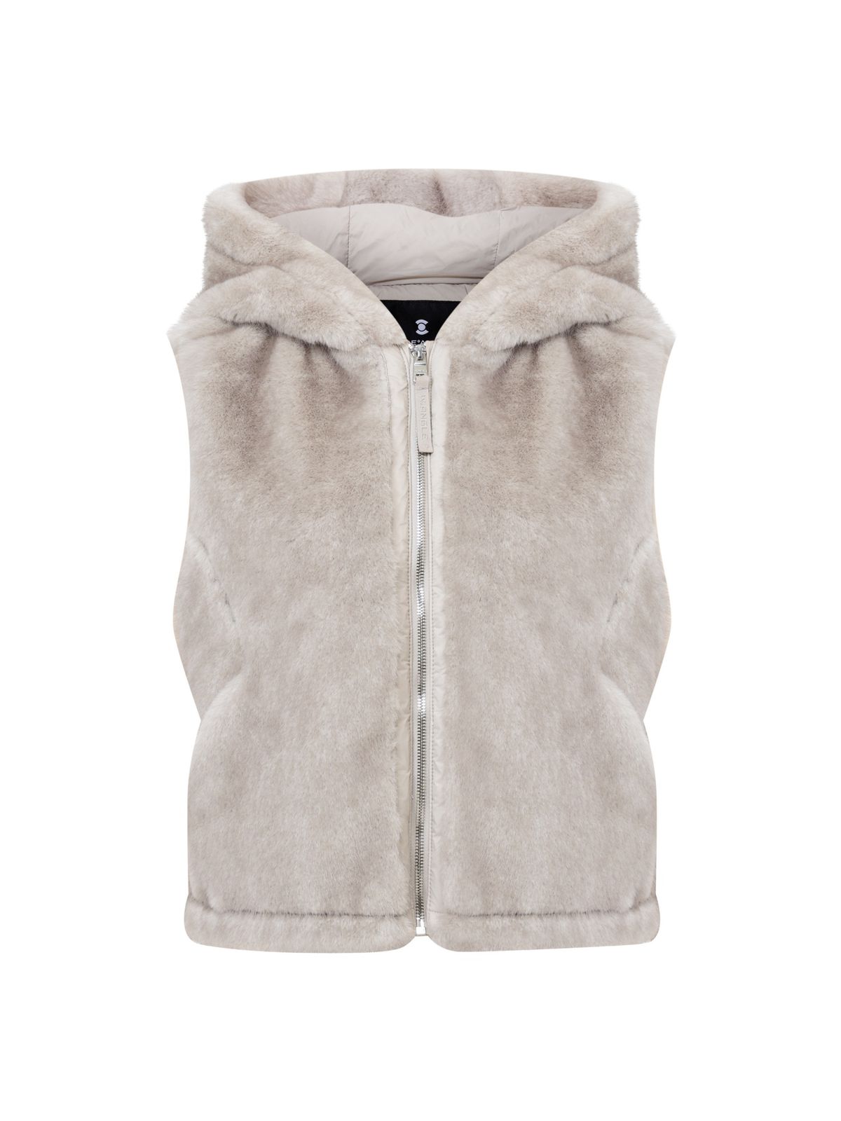 와이드앵글(WIDEANGLE) CO 플럼핑 페이크밍크 후드 베스트 L_WARM GREY_WWW266712L