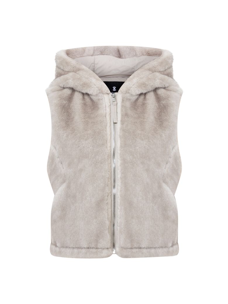 CO 플럼핑 페이크밍크 후드 베스트 L_WARM GREY_WWW266712L