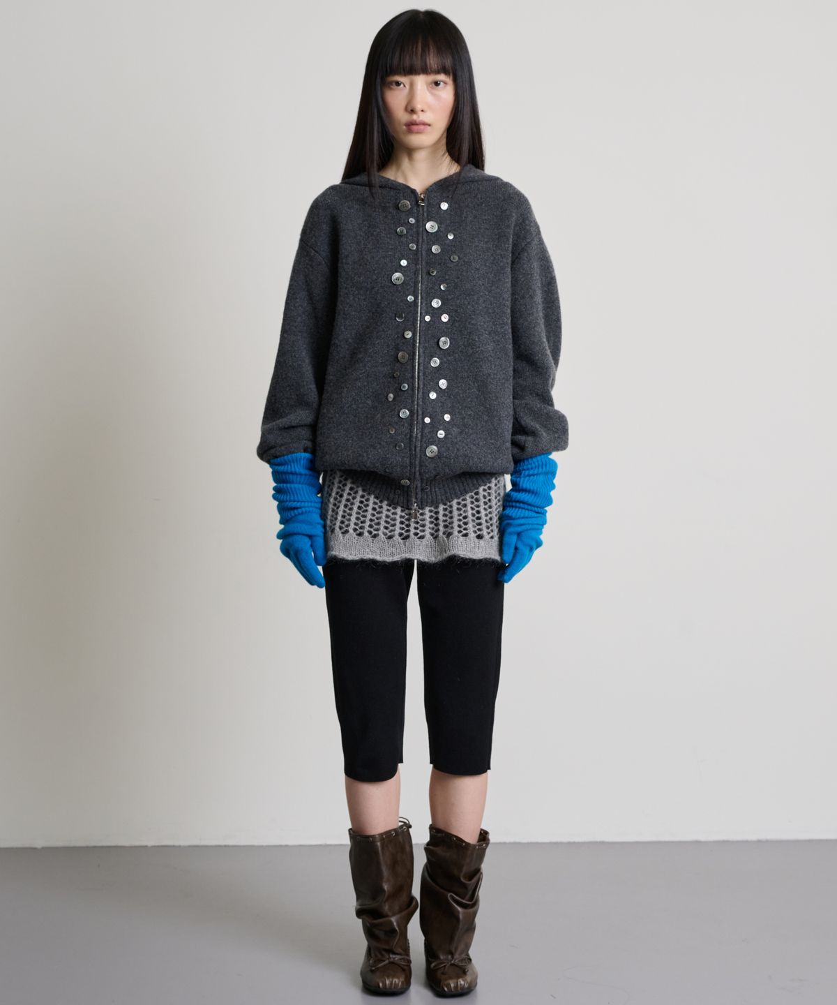 더애틋(THE AÉTUT) Kid Mohair Low Gauge Mini Skirt_Melange Grey
