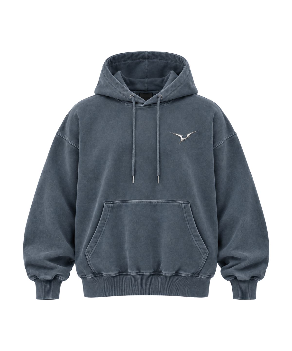 베트랙트(BATTRACT) 메탈 베트 로고 오버핏 피그먼트 후드티 [PIGMENT NAVY]
