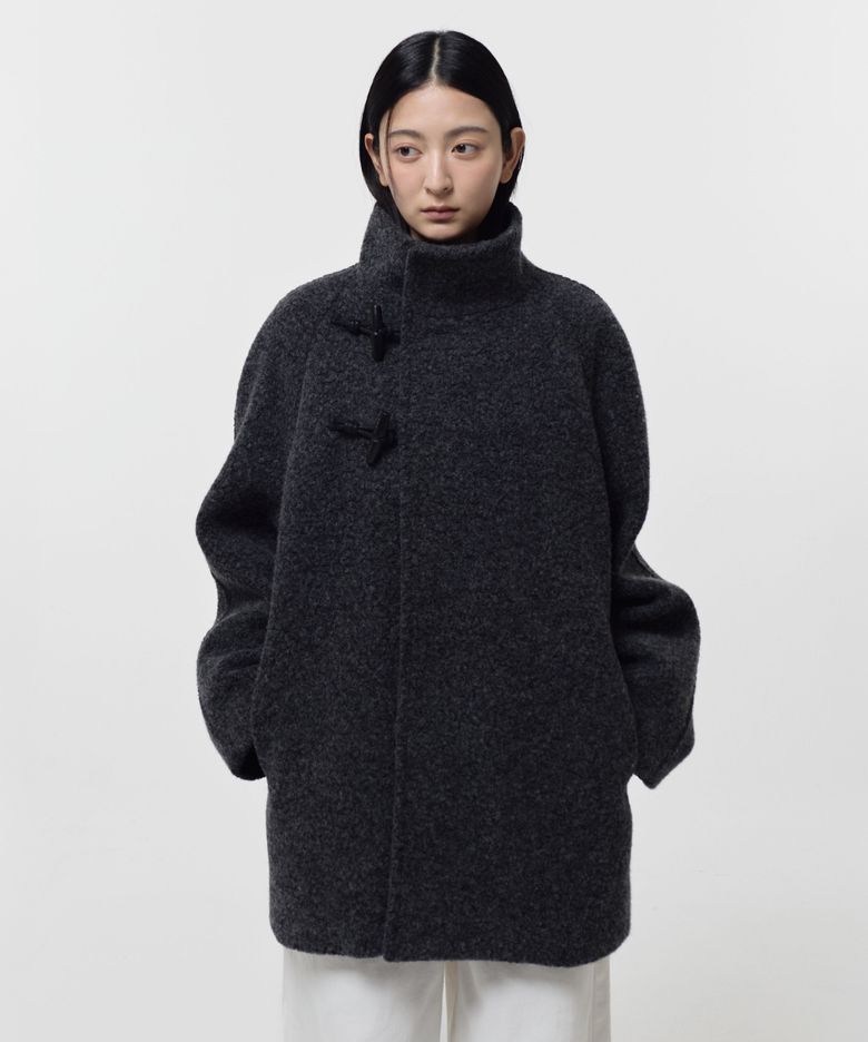 HIGH-NECK TOGGLE COAT / DARK GREY