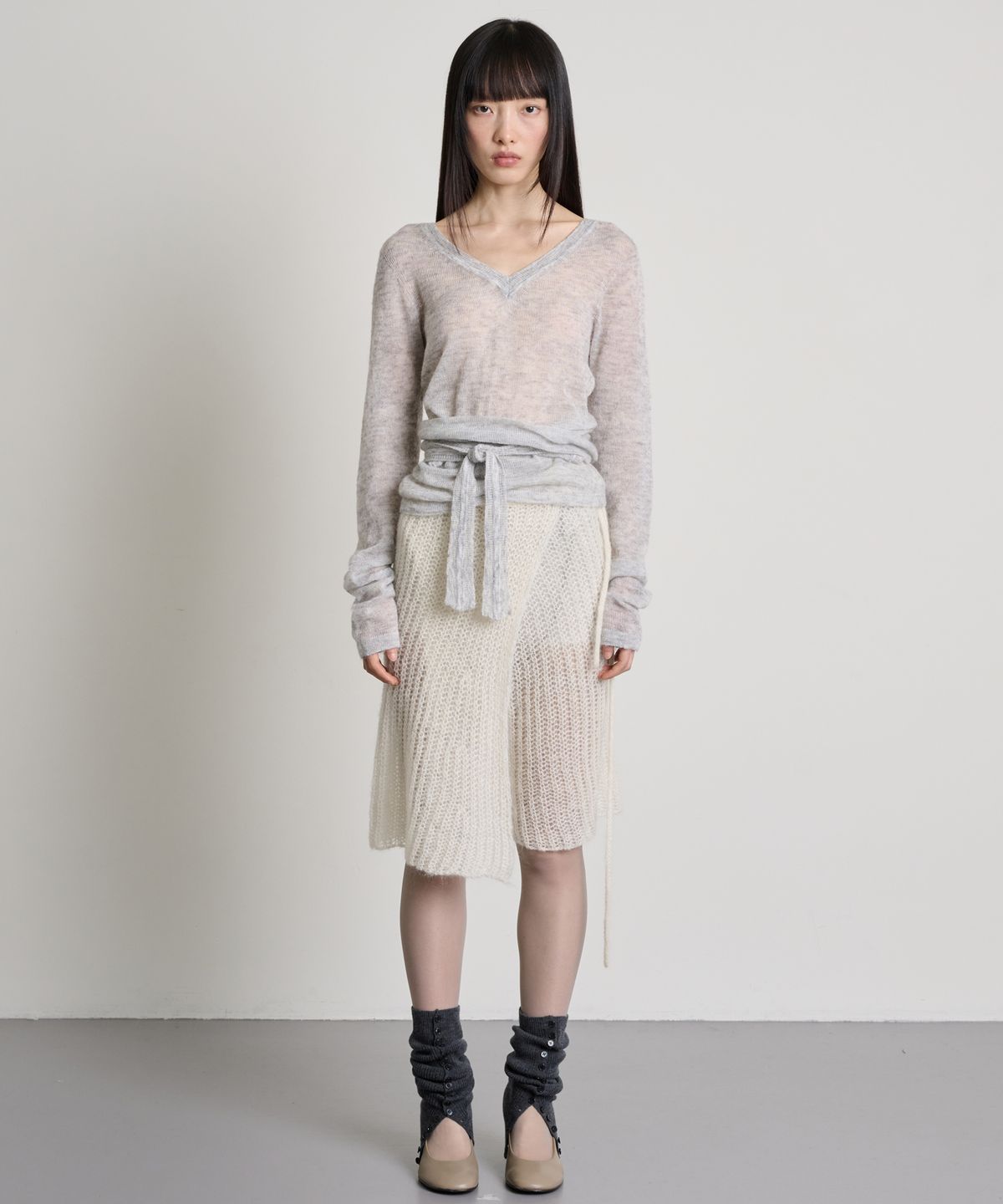 더애틋(THE AÉTUT) Kid Mohair Low Gauge Wrap Skirt_Ivory